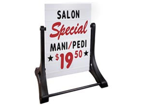 An XL deluxe white swinger changeable message sign.